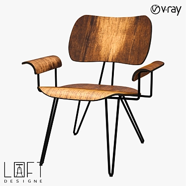 Modern Wood and Metal Chair - LoftDesigne 31851 3D model image 1 