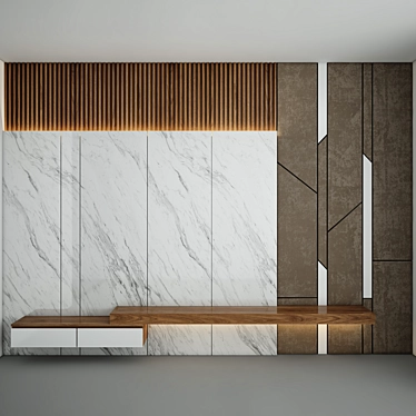 Elegant Velor Wood Wall Panels 3D model image 1 