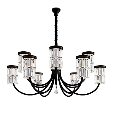 Luxury Black+Gold Crystal Chandelier 3D model image 1 