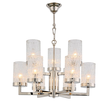 Elegant Polished Nickel Glass Chandelier 3D model image 1 