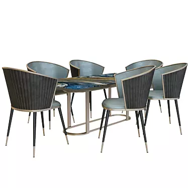 Sleek Dining Chair Set 3D model image 1 