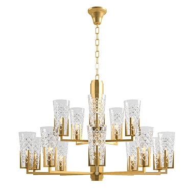 Elegant Brass Crystal Chandelier 3D model image 1 