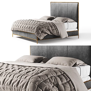 Restoration Hardware Thaddeus leather bed gray