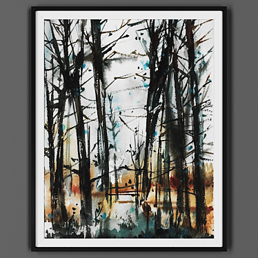 Elegant Black Framed Art 3D model image 1 