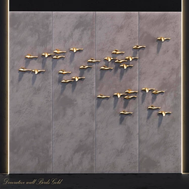 Golden Birds Decorative Panel 3D model image 1 