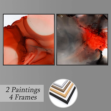 Elegant Wall Art Set with Frame Options 3D model image 1 