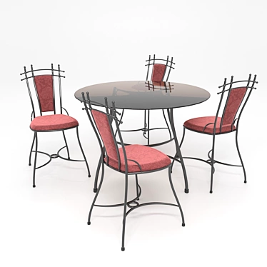 PBR-Optimized Table and Chairs 3D model image 1 