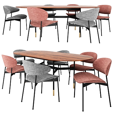 LUZ Chairs & HARRI Table: Sleek and Stylish Furniture Set 3D model image 1 
