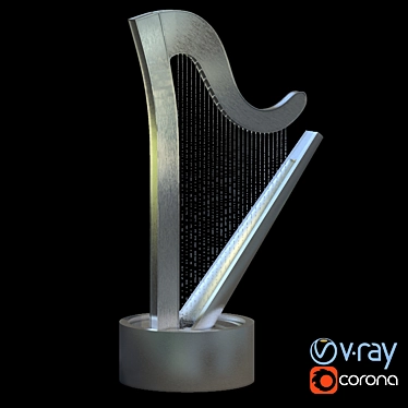 Sleek Spline Harp Fountain 3D model image 1 