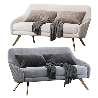 Elevated Elegance: Roar & Rabbit Pleated Sofa 3D model image 1 