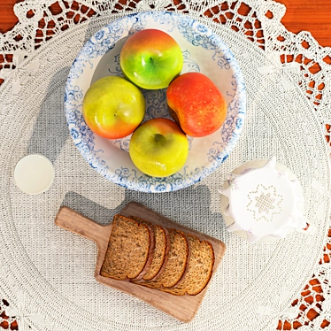 Rustic Milk & Apple Still Life 3D model image 1 