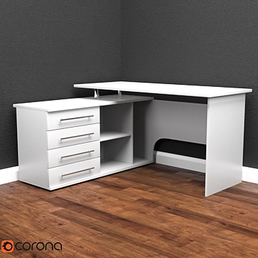 Corner Computer Desk KST-109: Organize Your Workspace with Style 3D model image 1 