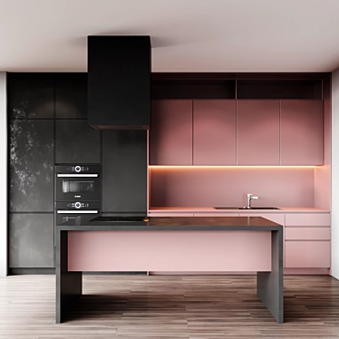 Modern 9-Piece Kitchen: Sleek Design, Ample Storage 3D model image 1 