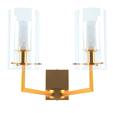 Elegant Gold Glass Wall Sconce 3D model image 1 