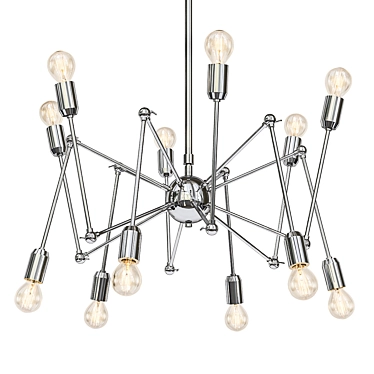 Sleek Silver Spider Chandelier 3D model image 1 