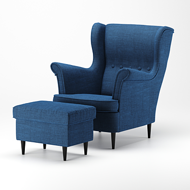 Modern Comfort: Strandmon Chair & Footstool 3D model image 1 