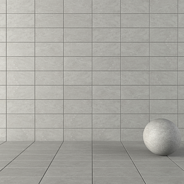 Basalt Fume Concrete Wall Tiles Set 3D model image 1 