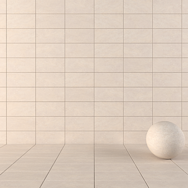 Basalt Beige Concrete Wall Tiles: Set of 6 HD Textures 3D model image 1 