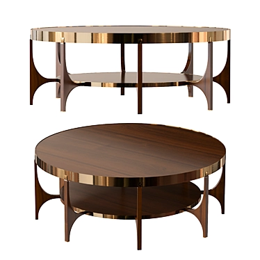 Modern Walnut and Brass Center Table 3D model image 1 