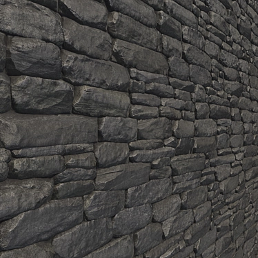 6K Tileable Textures: Black Stone Wall Brick04 & Cobblestone (Corona & Vray) 3D model image 1 