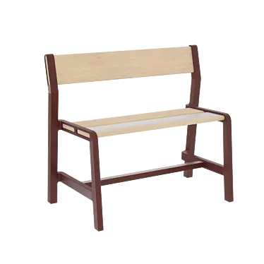 YPPERLIG Children's Bench: Beech & Dark Red 3D model image 1 