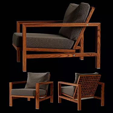 Minotti Quadrado: Elegant Teak Armchair 3D model image 1 