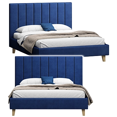 Luxury Velvet Blue Sofa Bed 3D model image 1 
