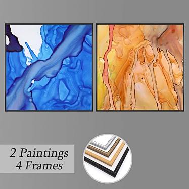 Artistic Wall Paintings Set 3D model image 1 