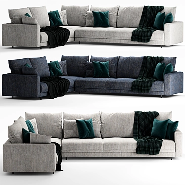 Elegant Enki Corner Sofa: Ligne Roset 3D model image 1 