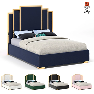 Regal Velvet Queen Bed 3D model image 1 