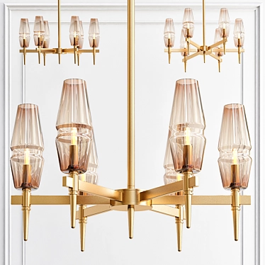 Polani Chandelier: Elegant Modern Amber Glass Chandelier 3D model image 1 