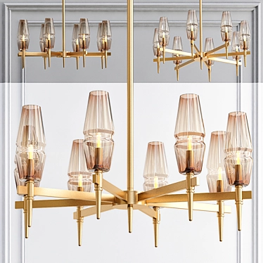 Modern Golden Amber Chandelier 3D model image 1 