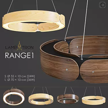Wooden LED Chandelier, Lampatron RANGE 1 3D model image 1 