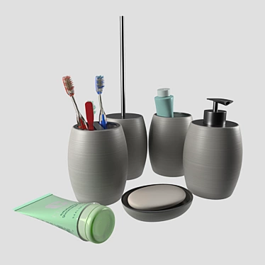 Sleek Bath Set: Brush Essentials 3D model image 1 