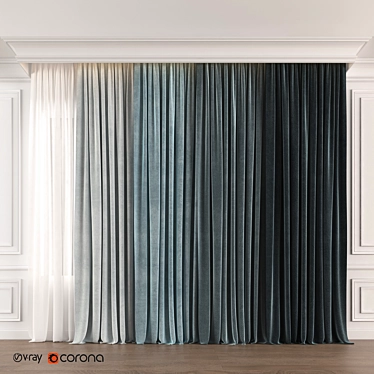 Blue Gradient Curtain: Stylish, High-Quality Design 3D model image 1 
