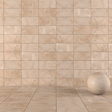 Modern Concrete Wall Tiles - Taupe Set 3D model image 1 