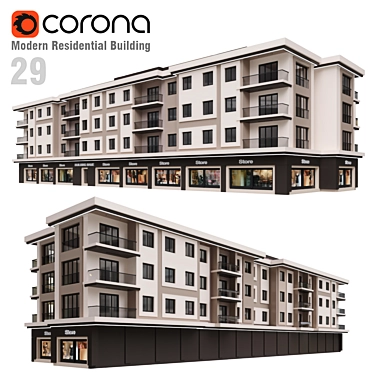 Modern Residential Building 29: Detailed 3D Model 3D model image 1 