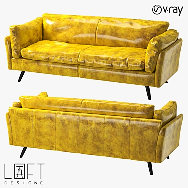 Elegant Metal and Leather Sofa 3D model image 1 
