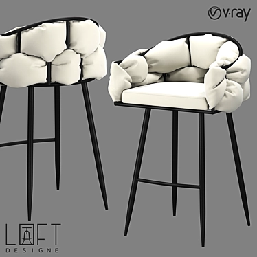 Eco Leather Metal Bar Stool 3D model image 1 