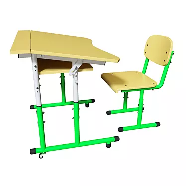 Adjustable School Desk and Chair Set 3D model image 1 