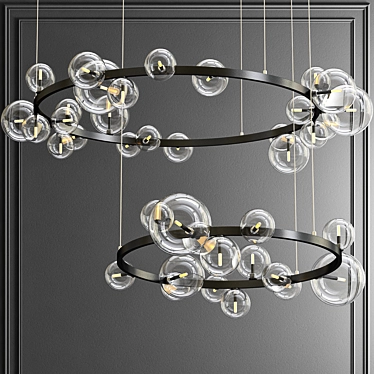 Modern Black Metal and Glass Chandelier 3D model image 1 