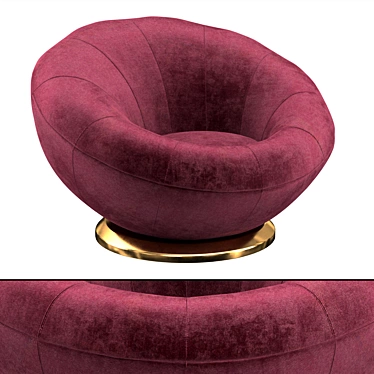 Plush Velvet Modern Armchair 3D model image 1 