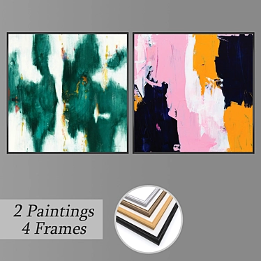 Versatile Set of Wall Paintings with Multiple Frames 3D model image 1 
