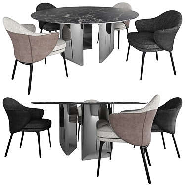 Elegant Angie Chair & Wedge Table 3D model image 1 
