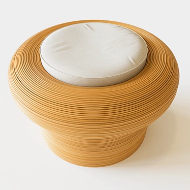 Riviera Rattan Stool: Handcrafted Elegance 3D model image 1 