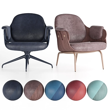 Barcelona Design Low Lounger Chair: Sleek and Swivel 3D model image 1 