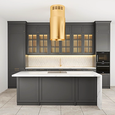 Modern Gray Kitchen Island 3D model image 1 