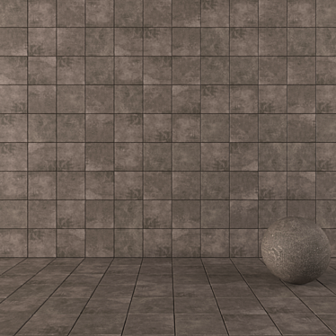 Ares Brown Concrete Wall Tiles Set 3D model image 1 