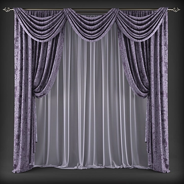 Elegant Silk Curtain Set 3D model image 1 