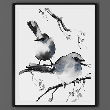 Elegant Black Framed Art 3D model image 1 